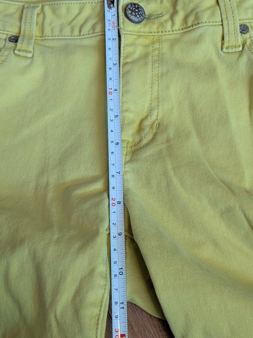 Cabi Jeans Skinny Leg Denim Pants Women's Size 12 Citron Chartreuse Yellow - Picture 8 of 9